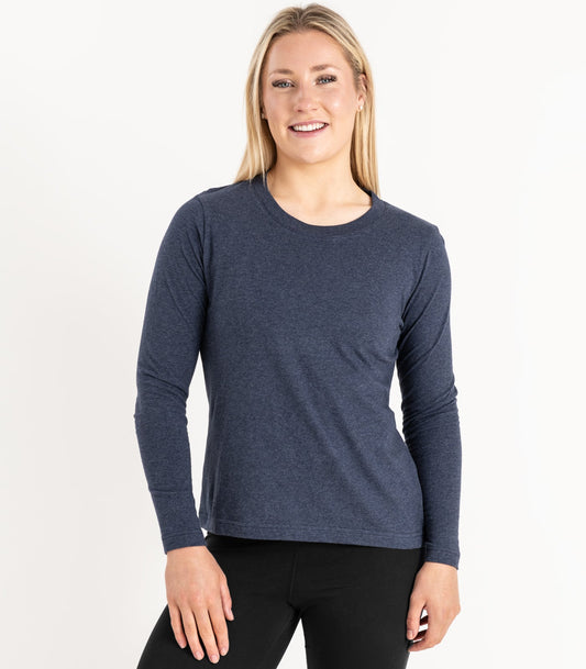 Bhumi Organic Cotton - Basic Long Sleeve Top - New Arrival - Navy Melange