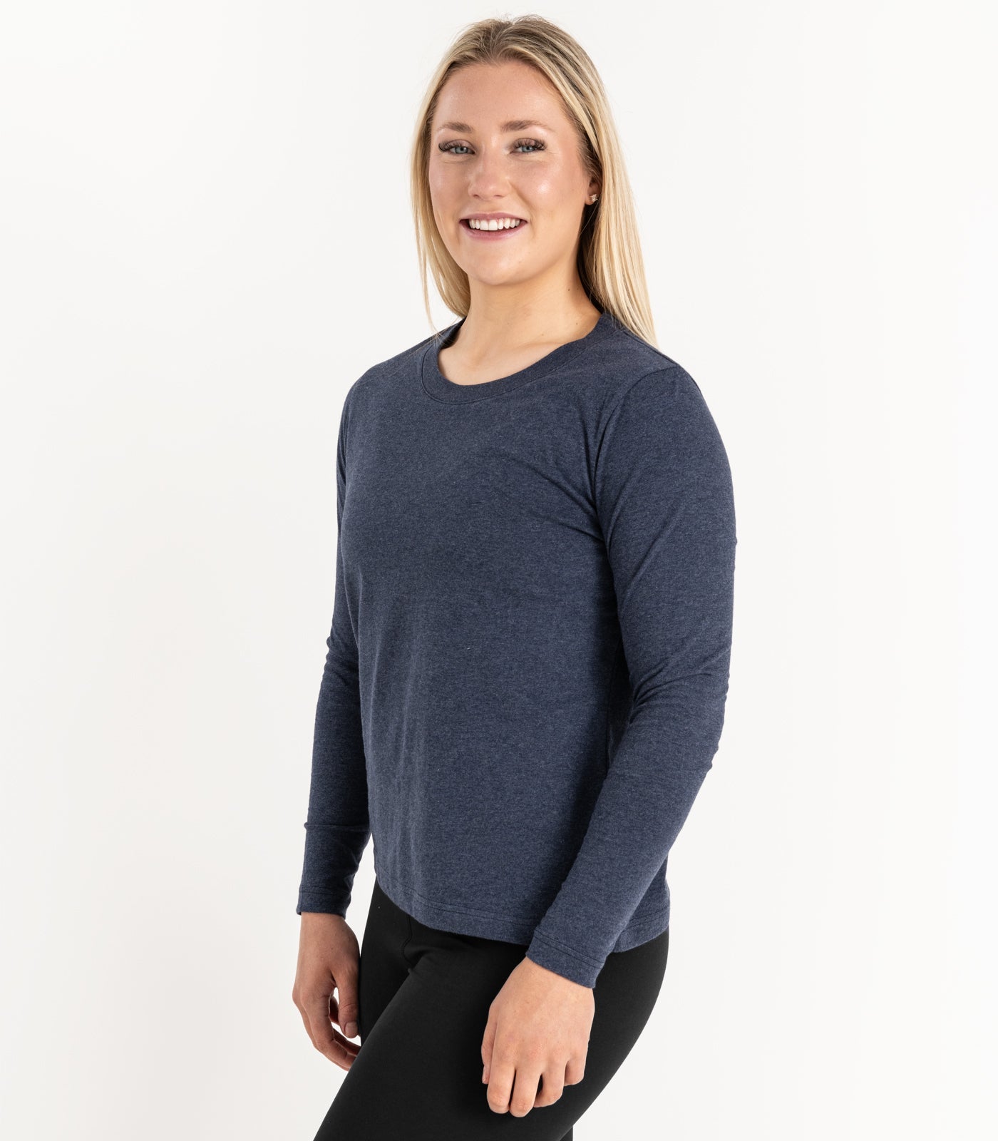 Bhumi Organic Cotton - Basic Long Sleeve Top - New Arrival - Navy Melange