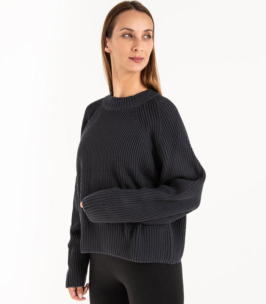 Bhumi Organic Cotton - Rib Knit Jumper - Charcoal