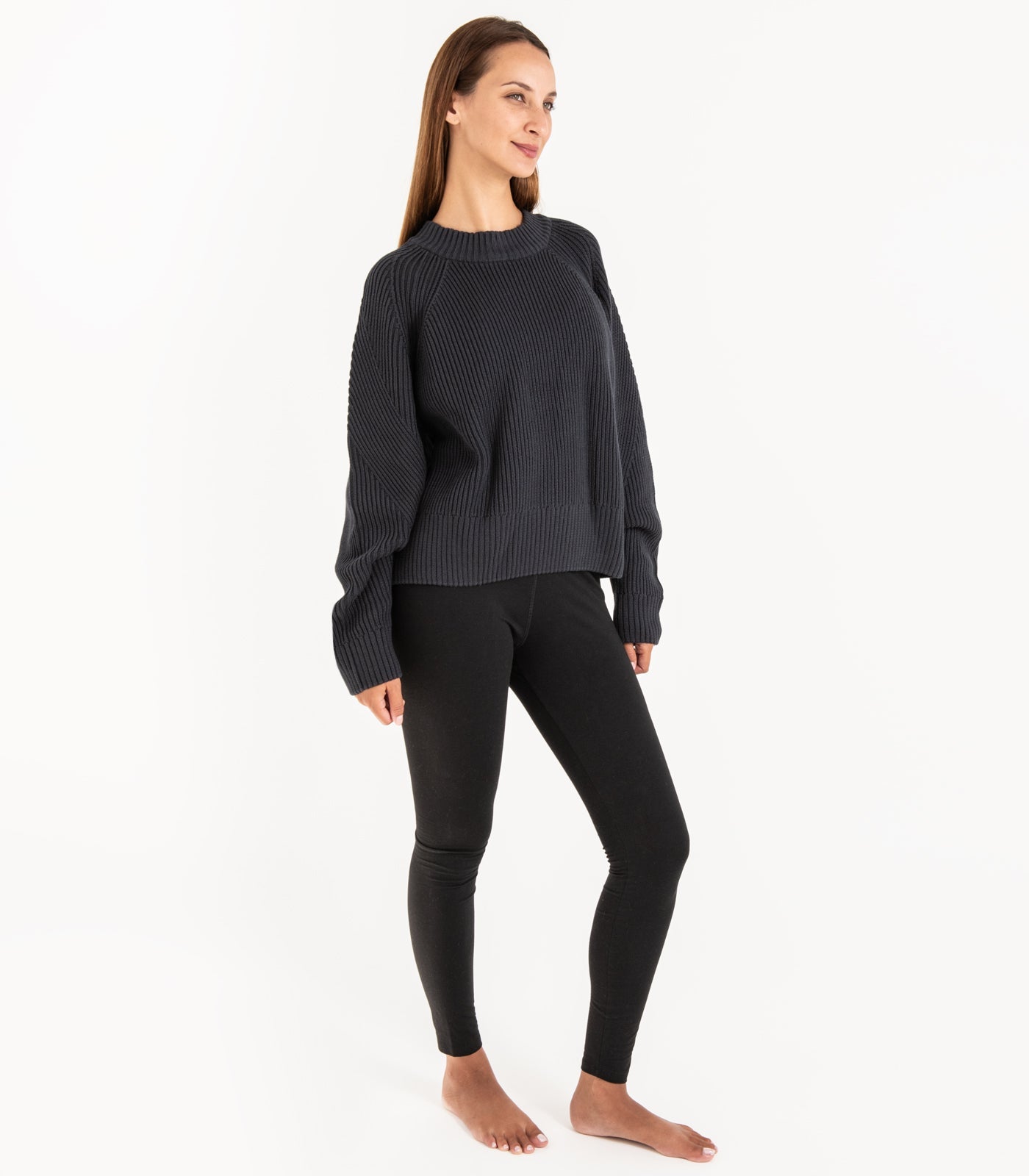 Bhumi Organic Cotton - Rib Knit Jumper - Charcoal