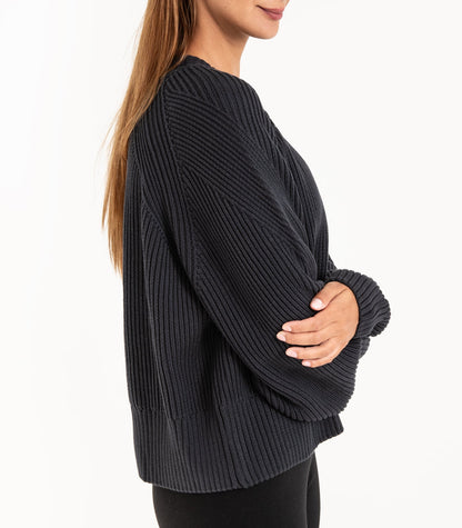 Bhumi Organic Cotton - Rib Knit Jumper - Charcoal