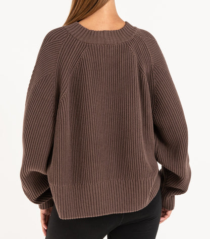 Bhumi Organic Cotton - Rib Knit Jumper - Chocolate