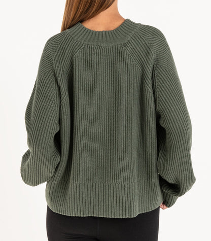 Bhumi Organic Cotton - Rib Knit Jumper - Olive