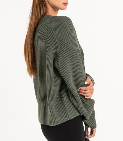 Bhumi Organic Cotton - Rib Knit Jumper - Olive