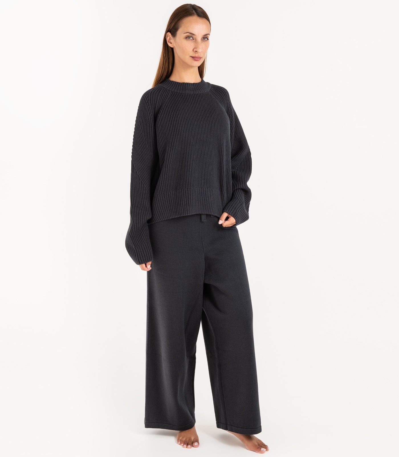 Bhumi Organic Cotton - Rib Knit Jumper - Charcoal