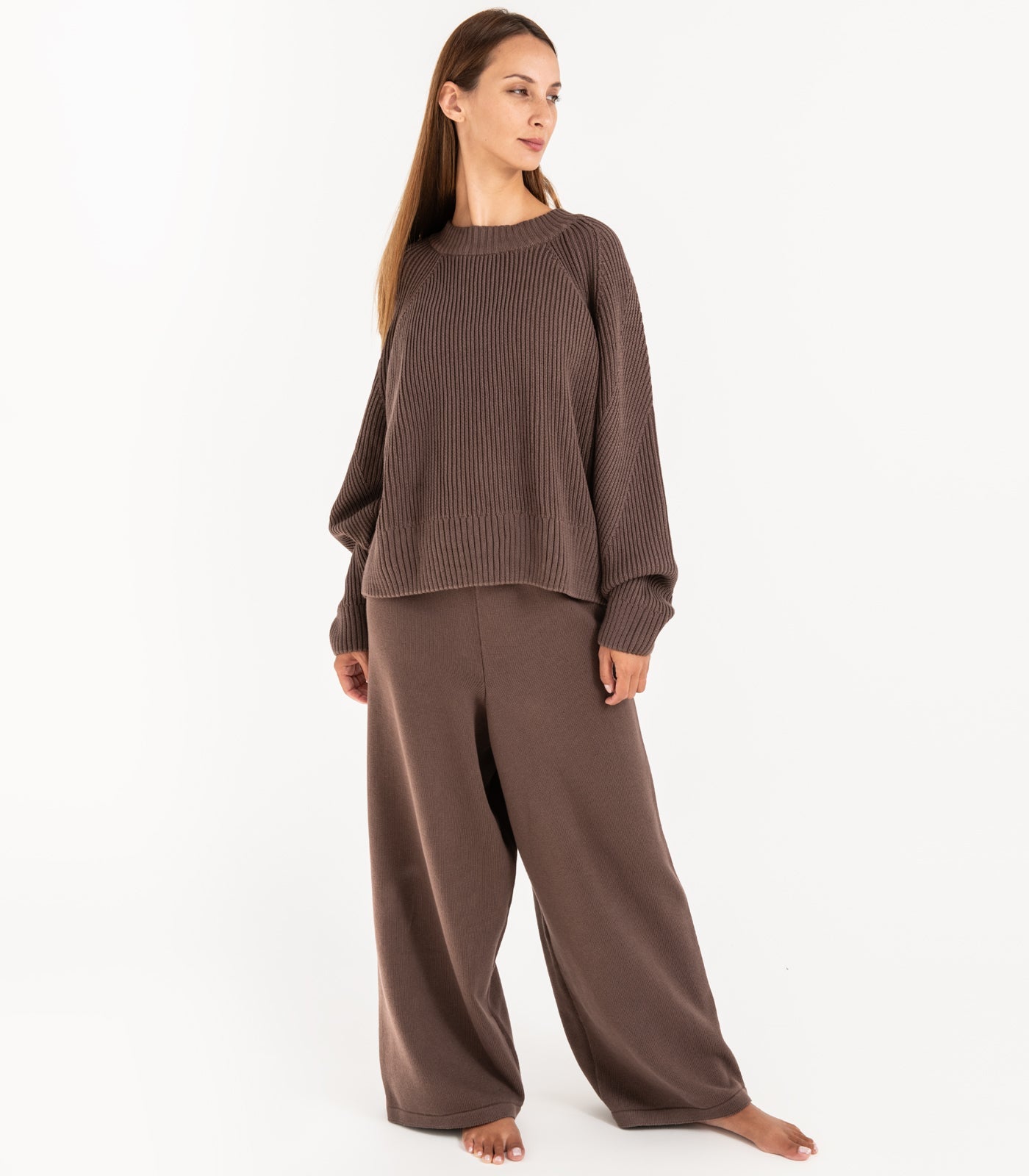 Bhumi Organic Cotton - Rib Knit Jumper - Chocolate