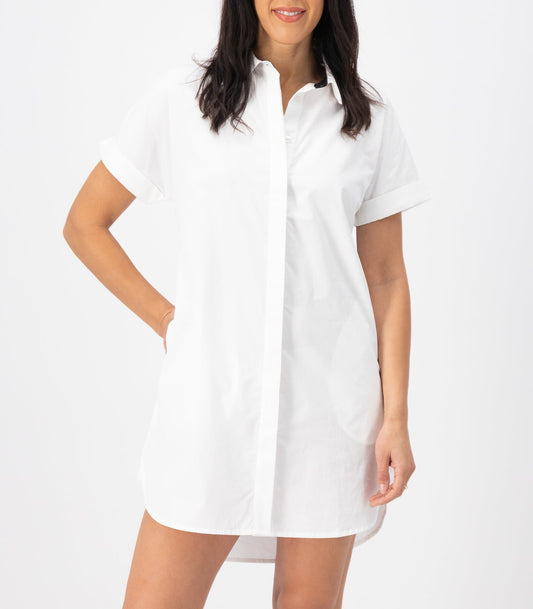 Bhumi Organic Cotton - Shirt Dress - White