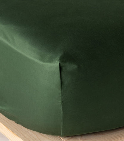 Bhumi Organic Cotton - Fitted  Sateen Sheet - Forest Green